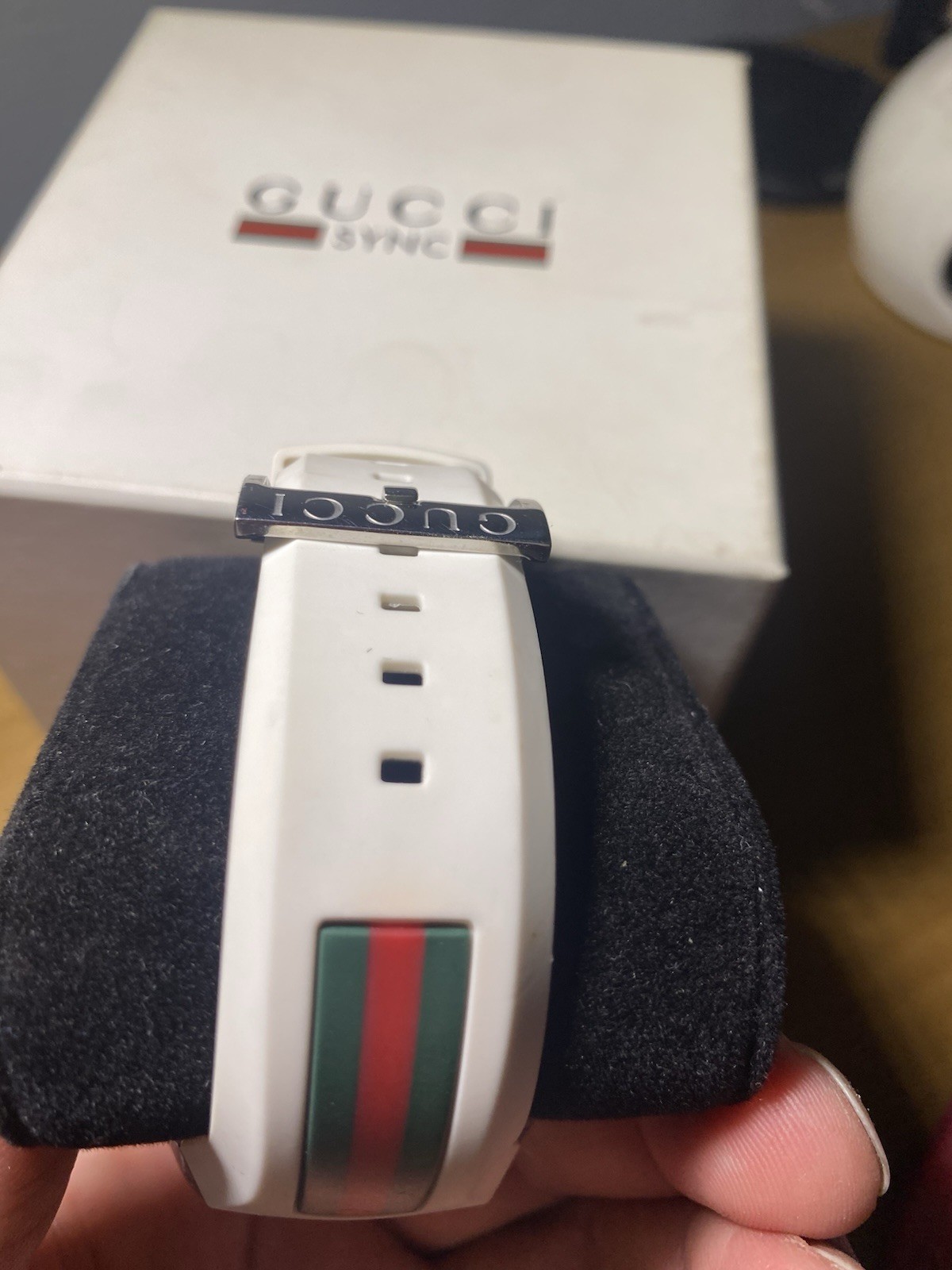 Gucci Sync 46mm Clear Transparent Nylon Case with White Rubber Straps