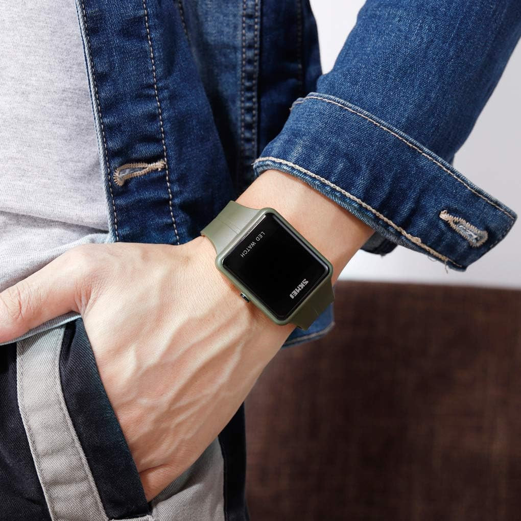 Large Face LED Digital Watch Date Time 3Bar Waterproof Wristwatch Men Women Spor
