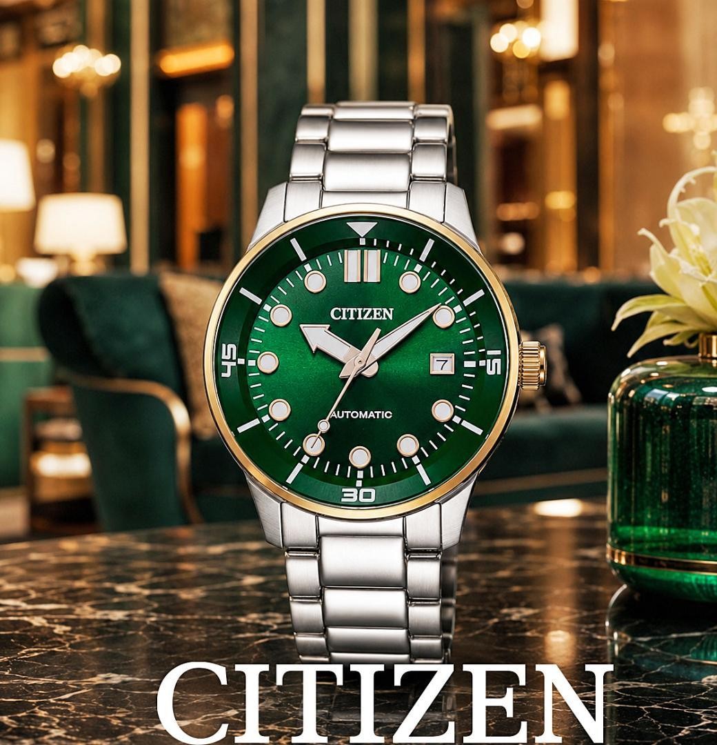 New Citizen Mechanical Automatic Watch with Transparent Back Emerald Green 100m
