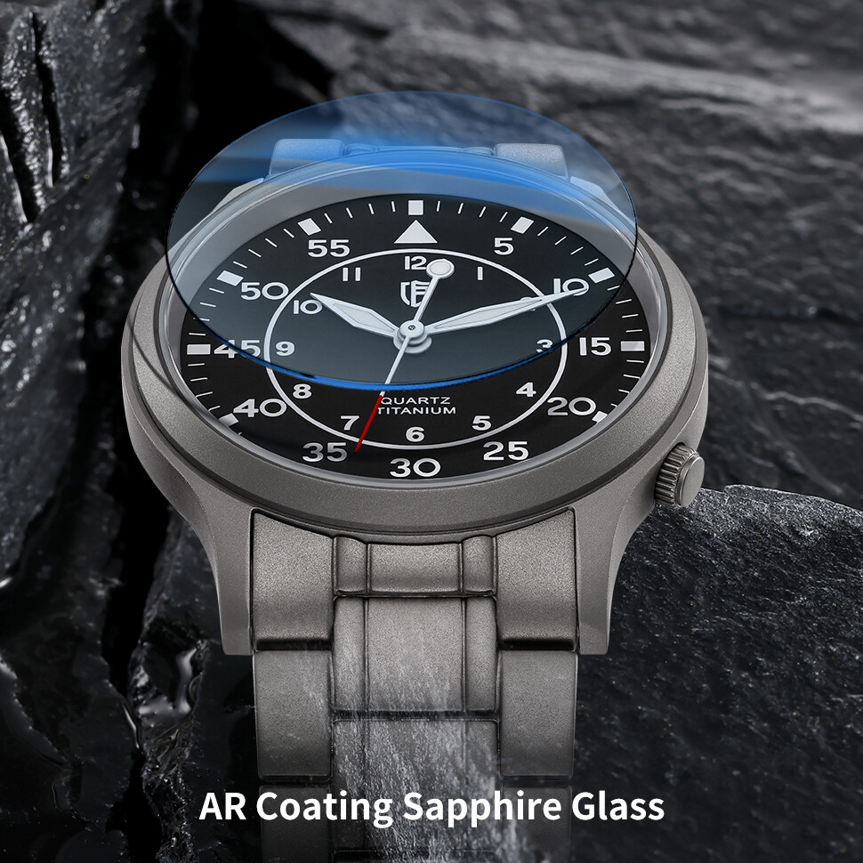 BERNY Men’s Titanium Quartz Watch Lightweight Sapphire Glass Luminous 5Bar