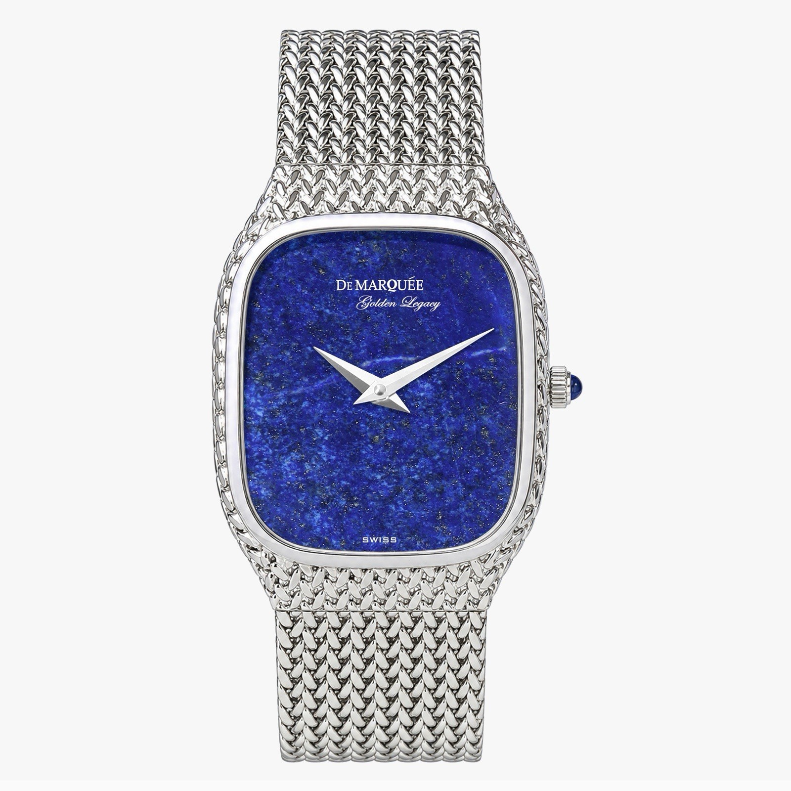 De Marquée Midnight Royal Lapis Lazuli Stone Dial Sterling Sliver Swiss Quartz