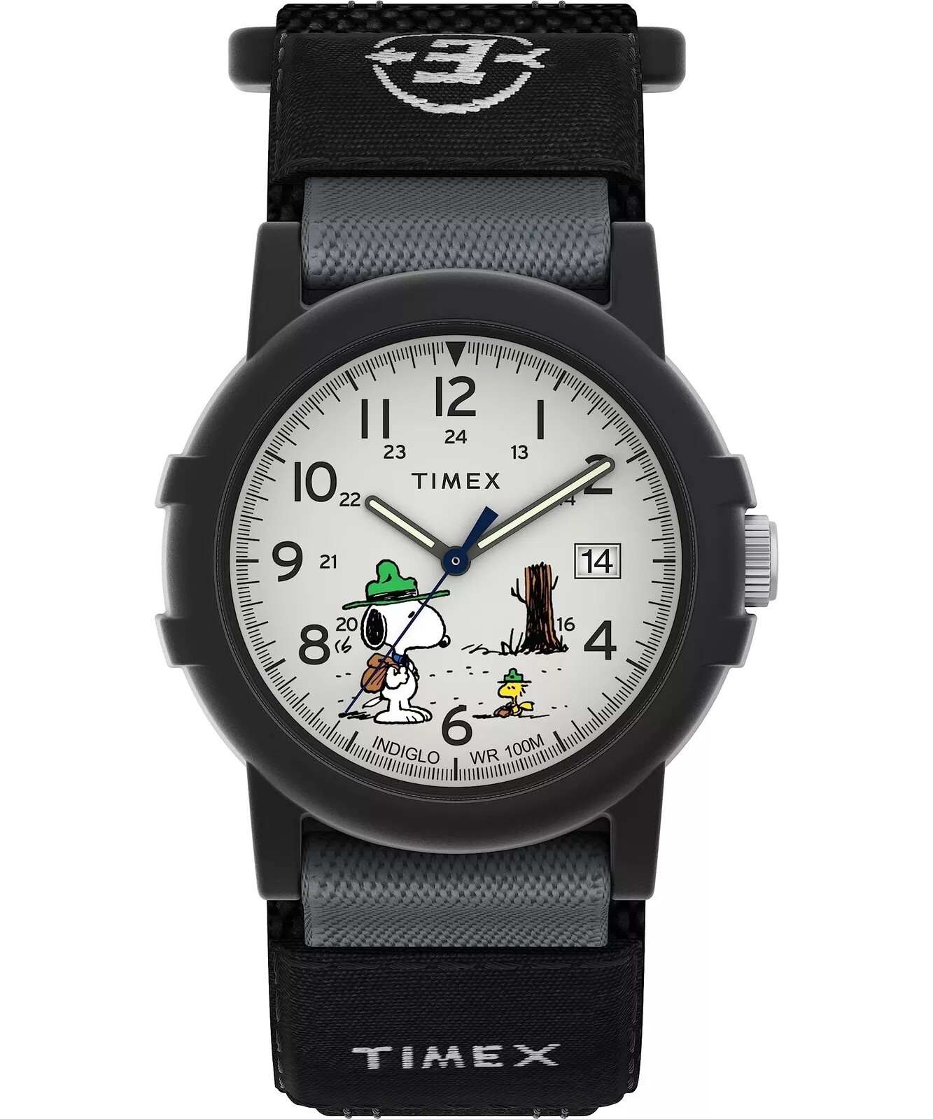 New Timex Peanuts Camper Black Men’s Watch TW4B29100 Beagle Scout