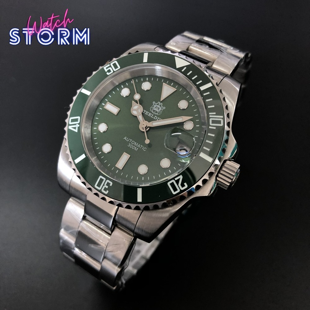Steeldive SD1953 Hulk Green Sub 300M Mechanical Diver Watch Sapphire NH35