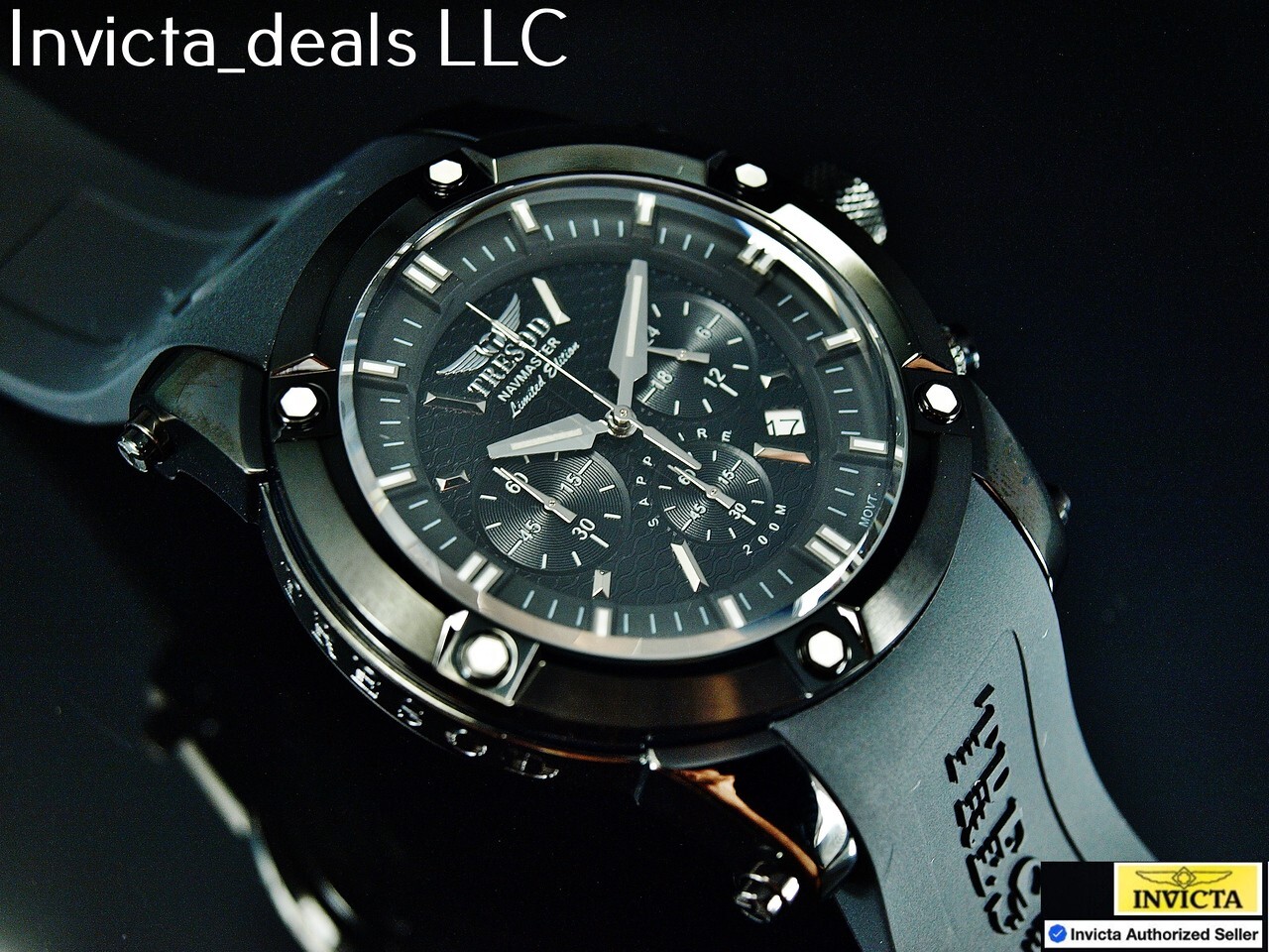 Tresod Men’s NAVMASTER Chronograph COMBAT Black Tone Sapphire Crystal SS Watch