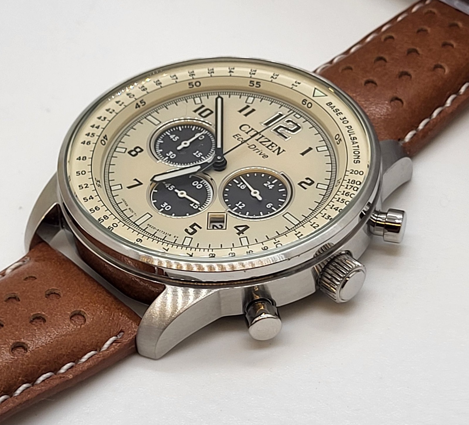 Citizen Eco-Drive Weekender, Chrono Stainless Leather Quartz Watch – CA4500-08X