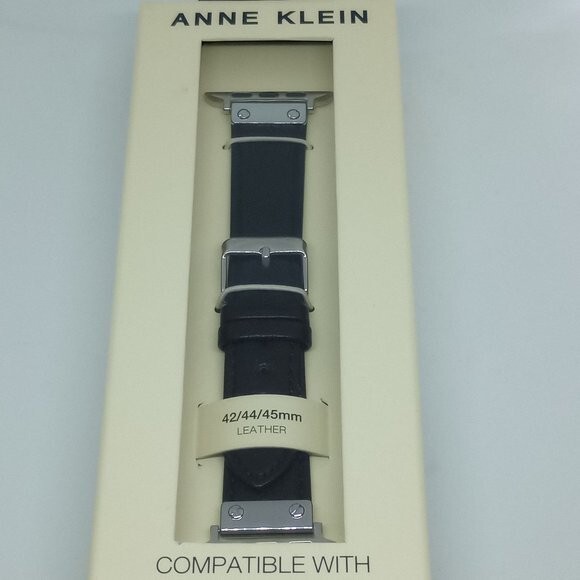 Anne Klein Soho Collection Women’s Black Leather Strap Apple Watch 42/44/45mm