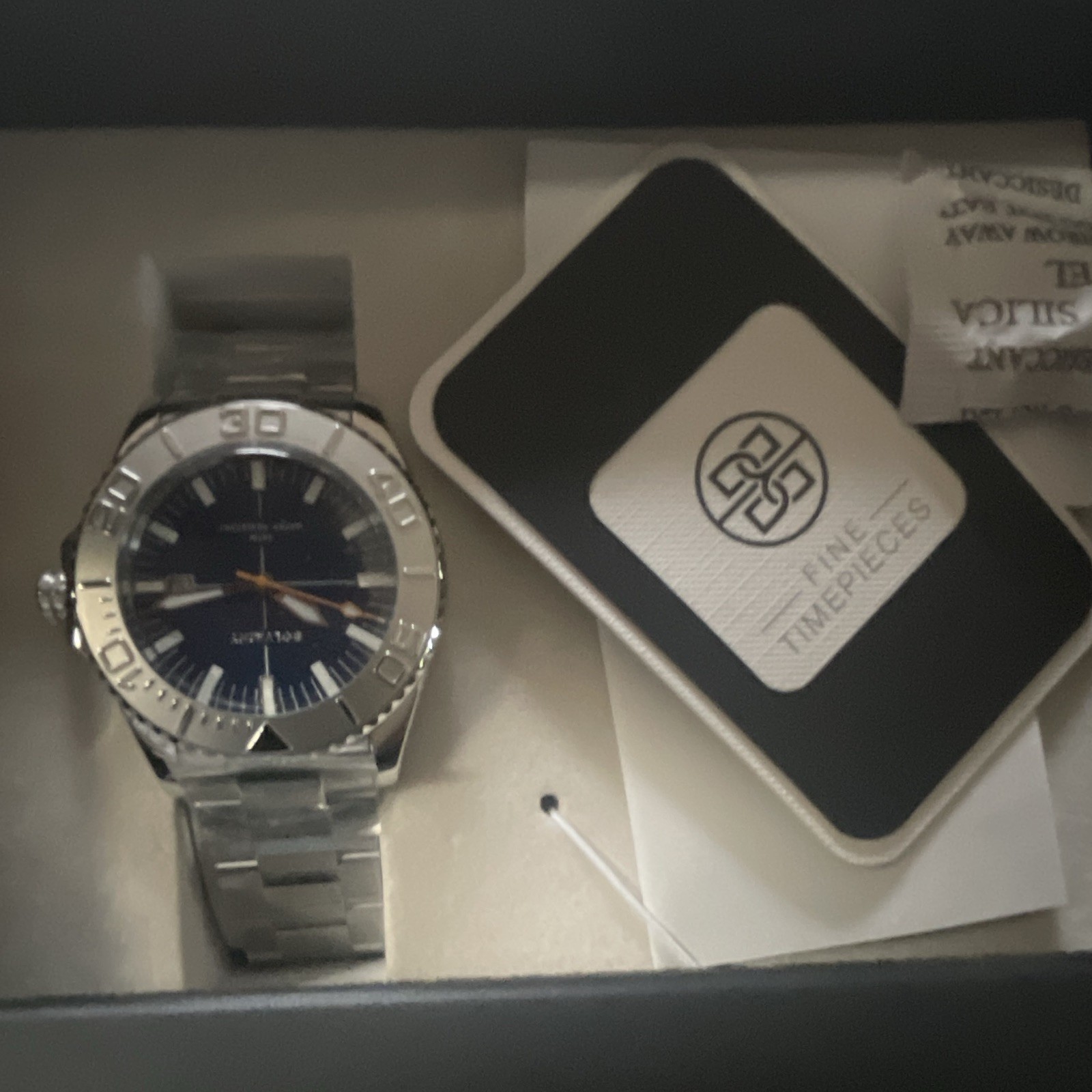 Bolvaint Paris Men’s Quartz Blue Dial Stainless Bracelet Watch 30m Box/Papers