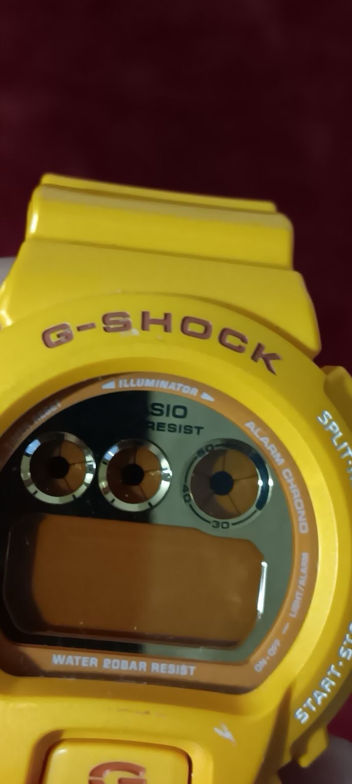 Casio G-SHOCK Yellow Resin Digital Quartz Shock Resistant Alarm 50mm Watch