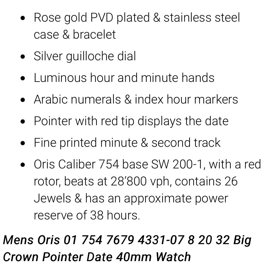Oris Big Crown Pointer Date 40mm Auto Silver Dial Two-Tone B&P model 7679 4331