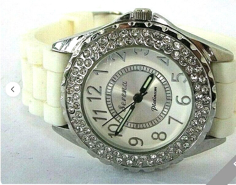 Serena Watch with battery powered Quartz movement and Rubber Bracelet.
