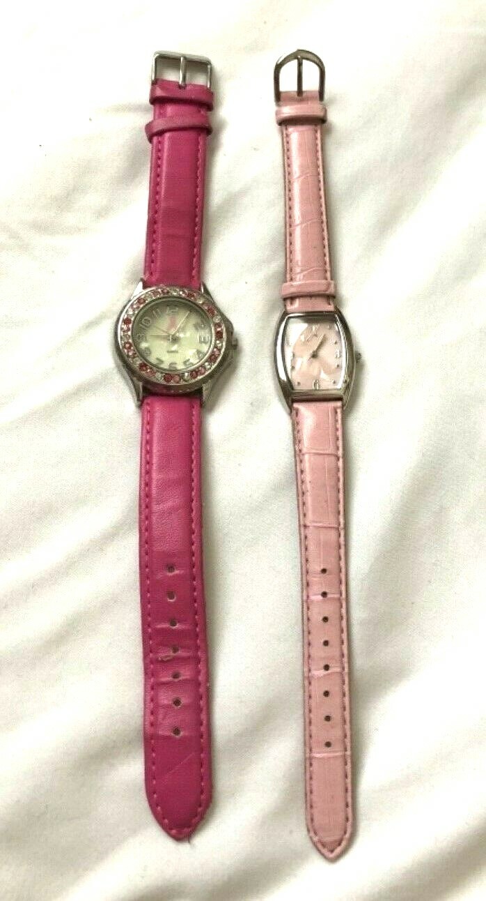 Lot 2 Breast Cancer Awareness Watches for Parts or Repair – Rhinestones