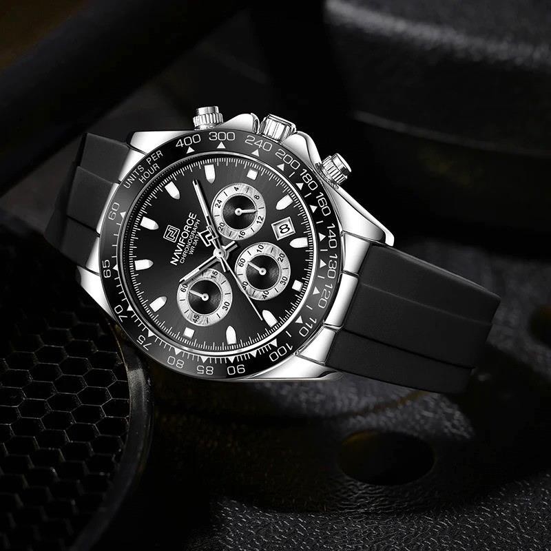 45MM NAVIFORCE Luxury Quartz Diver Watch Men Silicone Waterproof Luminous NEW