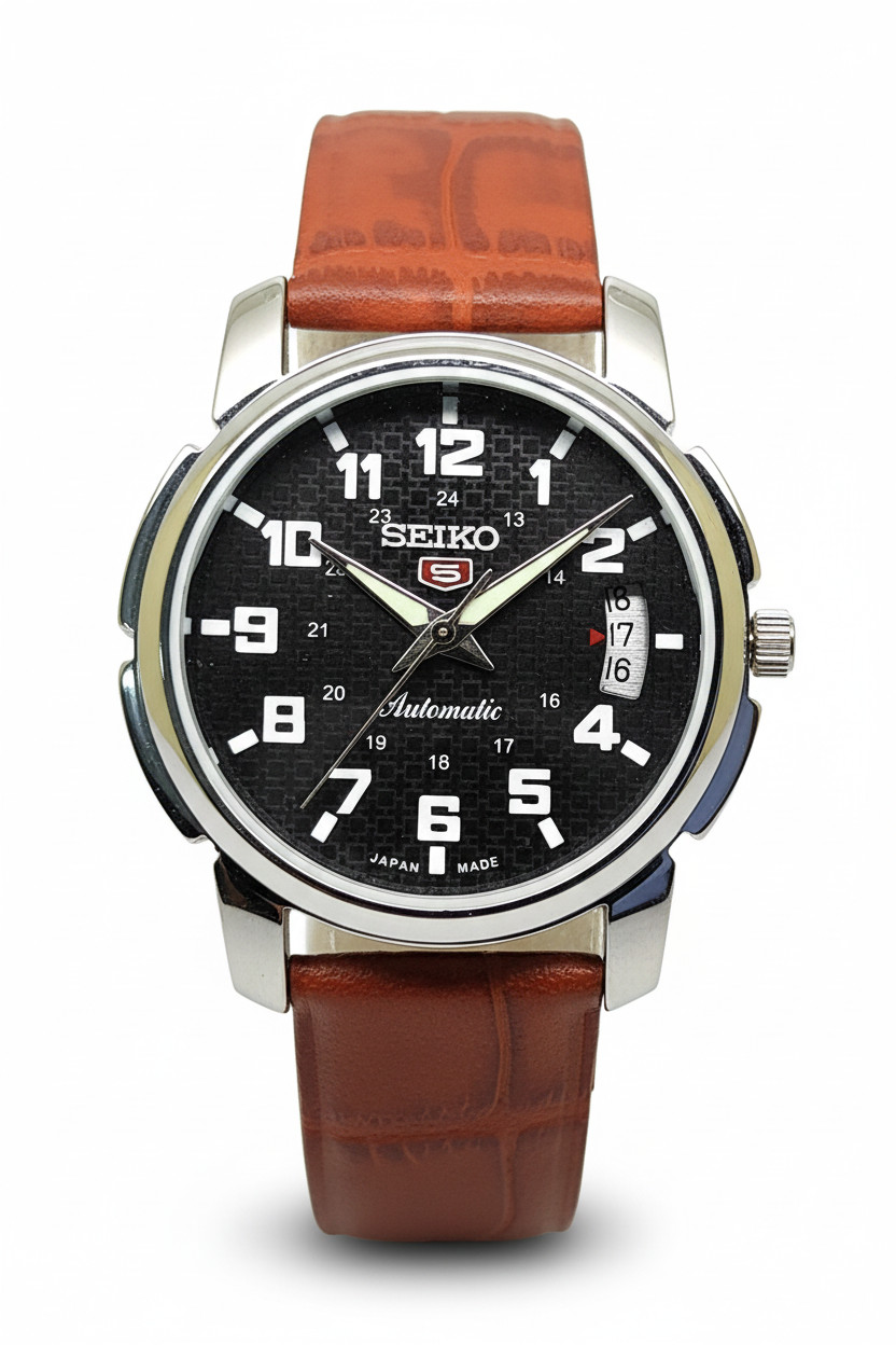 Refurbished Automatic Men’s Watch Day Date | Classic Vintage Style Leather Strap