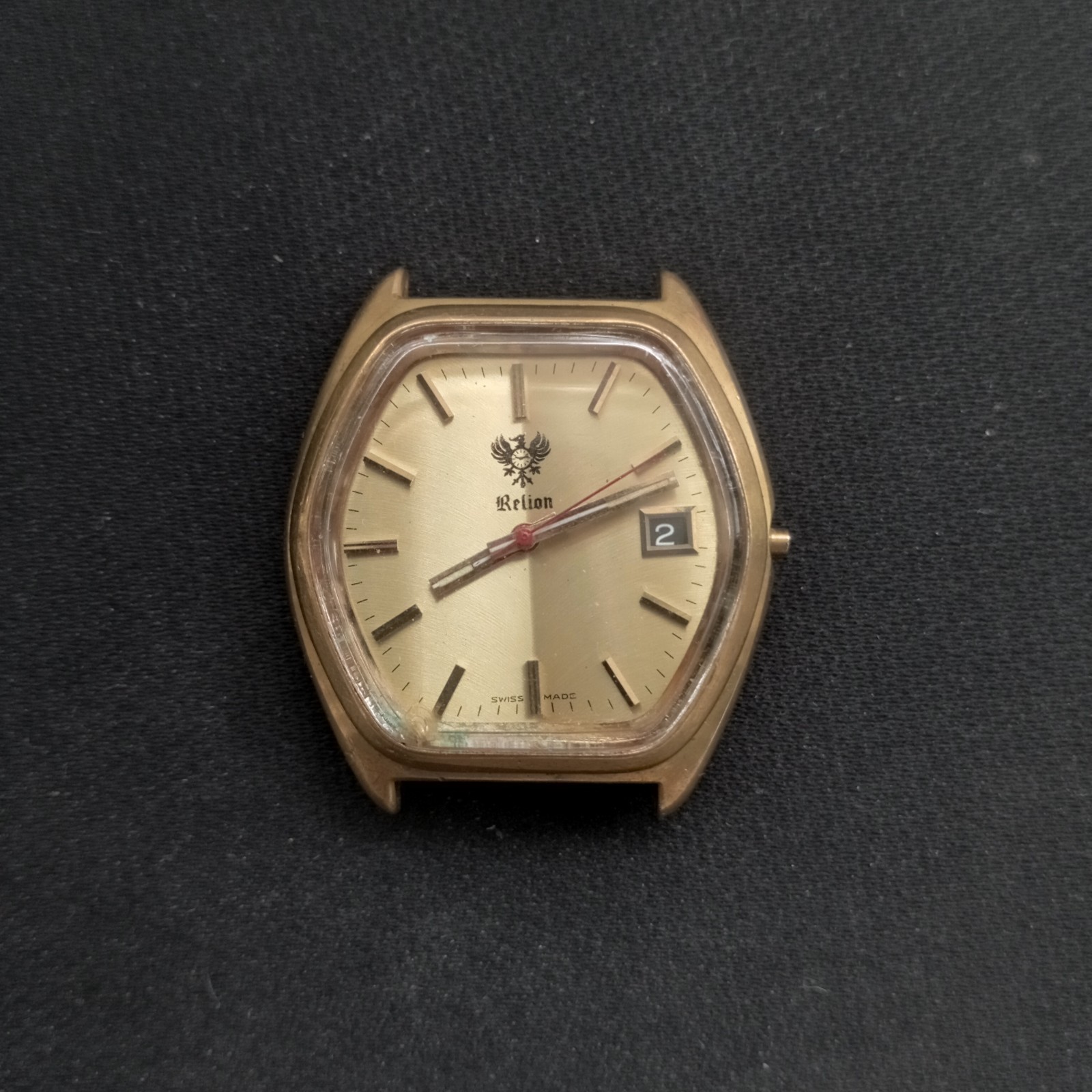 Vintage Rare Relion Automatic Swiss Mens Eta 2789-1 Gold Plated Date