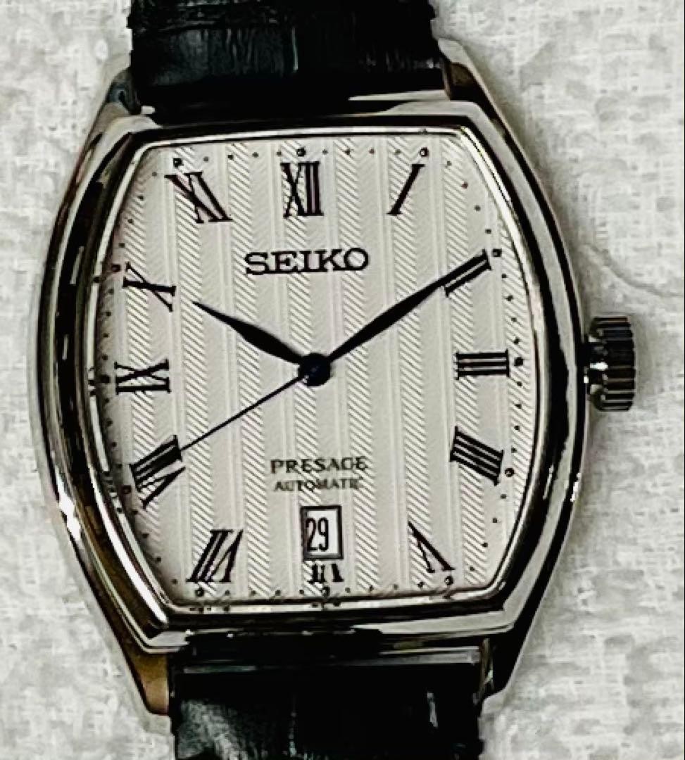 SEIKO Presage SARY111 Automatic Tonneau White Dial Leather with Box & Papers
