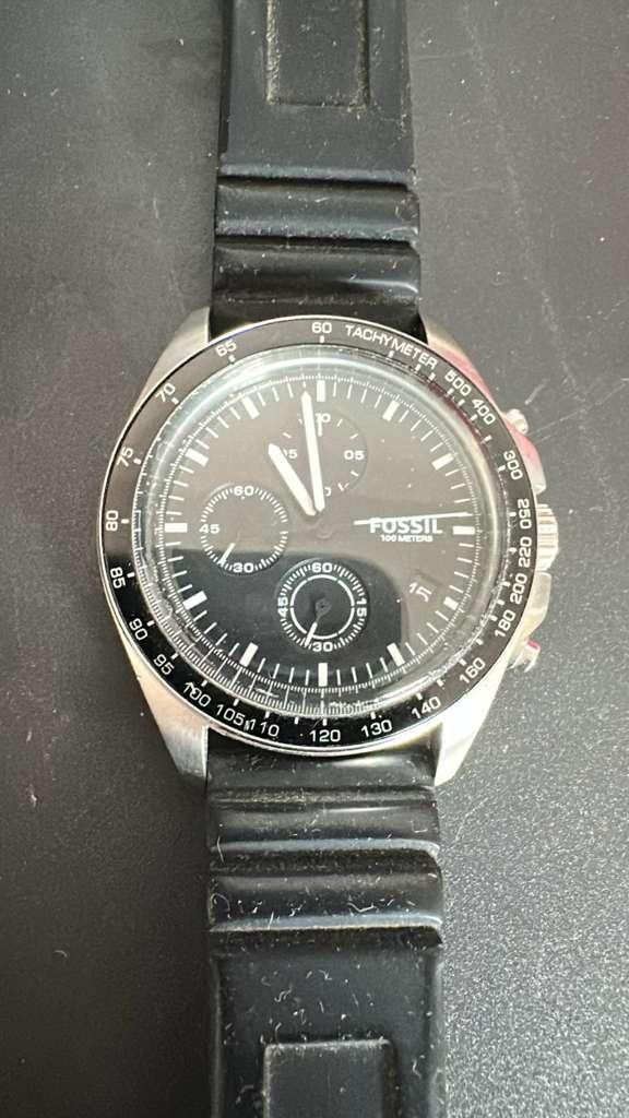 Fossil sport 54 Chronograph Black Silicone Strap Watch CH3024, NEW, NO BOX OR