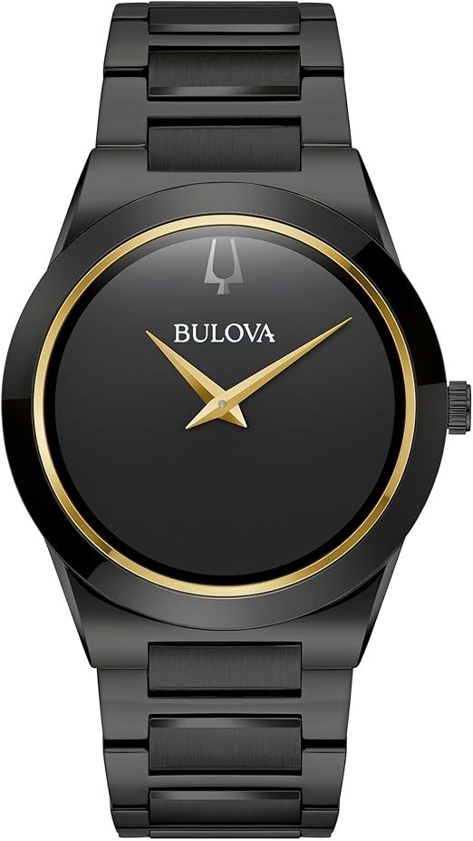 Bulova Millennia Modern Black Ion-Plated Stainless Steel Mens Watch 98A313