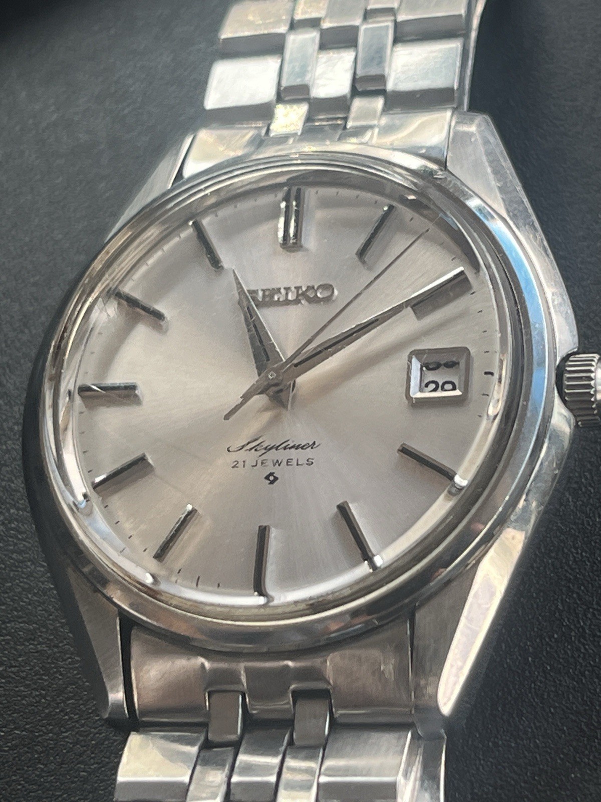 Vintage SEIKO SKYLINER KS GS CALENDAR 6102-8000 21Jewels Hand Wind Up Watch Rare