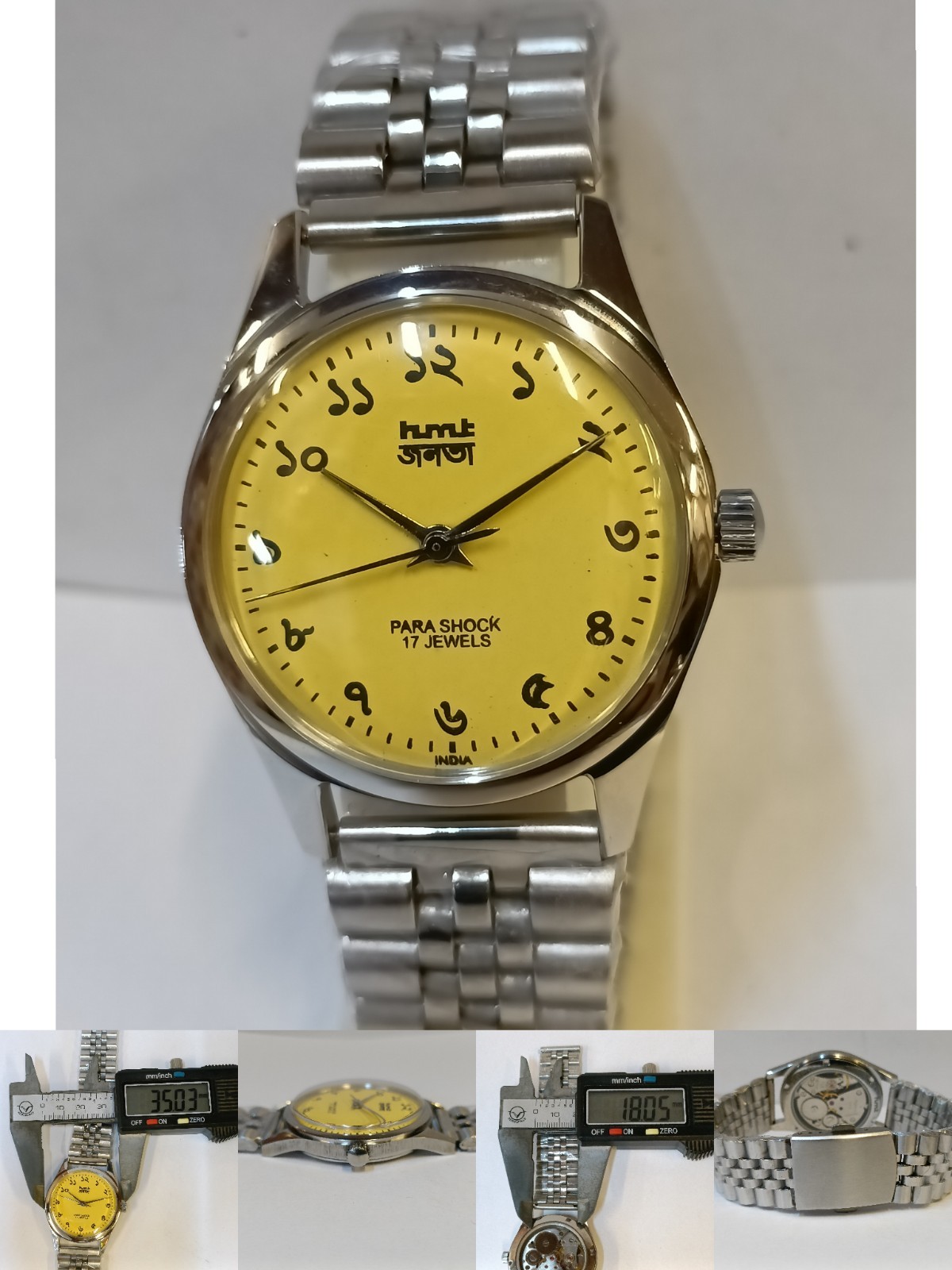 REFURBISHED HMT JANATA BENGALI NUMERALS 17J WINDING YELLOW DIAL 0231 INDIA MEN’S