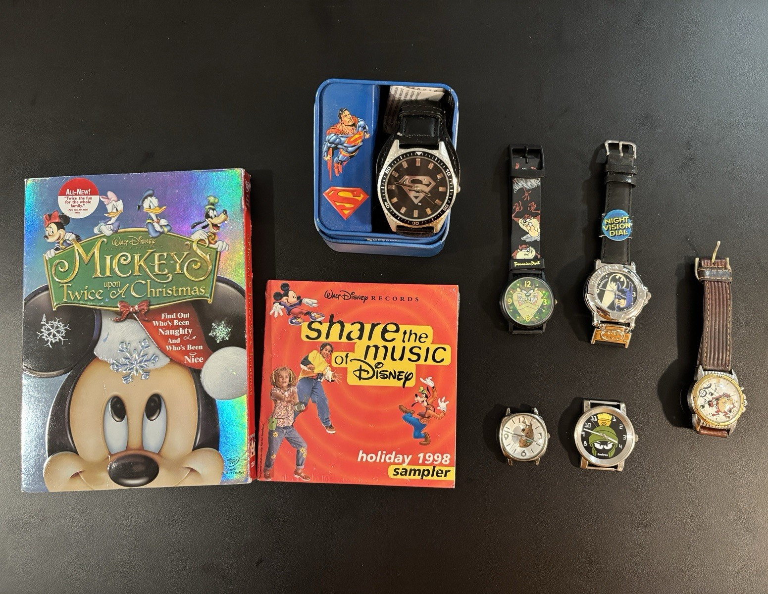 Warner Bros Disney Armitron Vintage 1990s Character Watch Lot & Records
