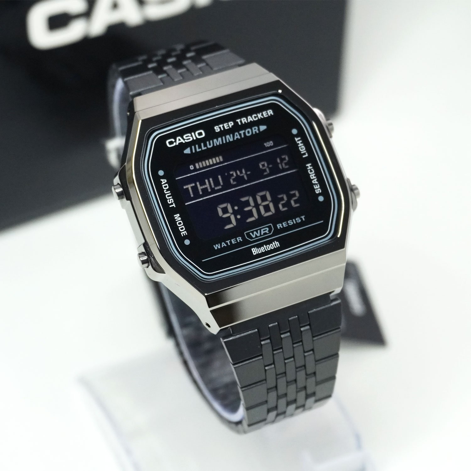 Casio ABL-100WEGG-1B Black Grey Digital Step Tracker Bluetooth Vintage Watch