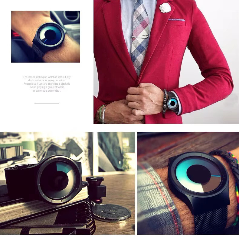 Numberless Watch – Liquid Blue Display – Fathers Day Gift Novelty Unique Unisex