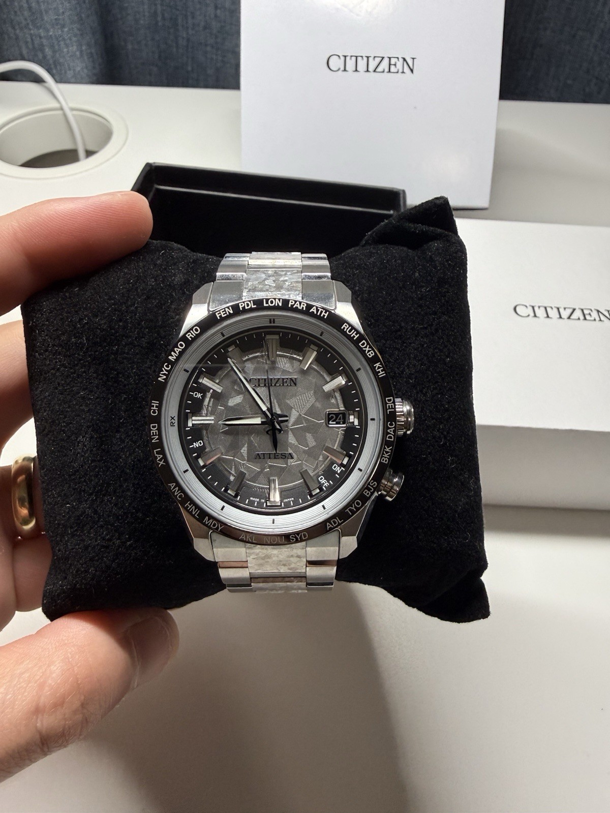 CITIZEN ATTESA CC4076-65A Platinum Shine Limited Titanium GPS Radio Solar Watch