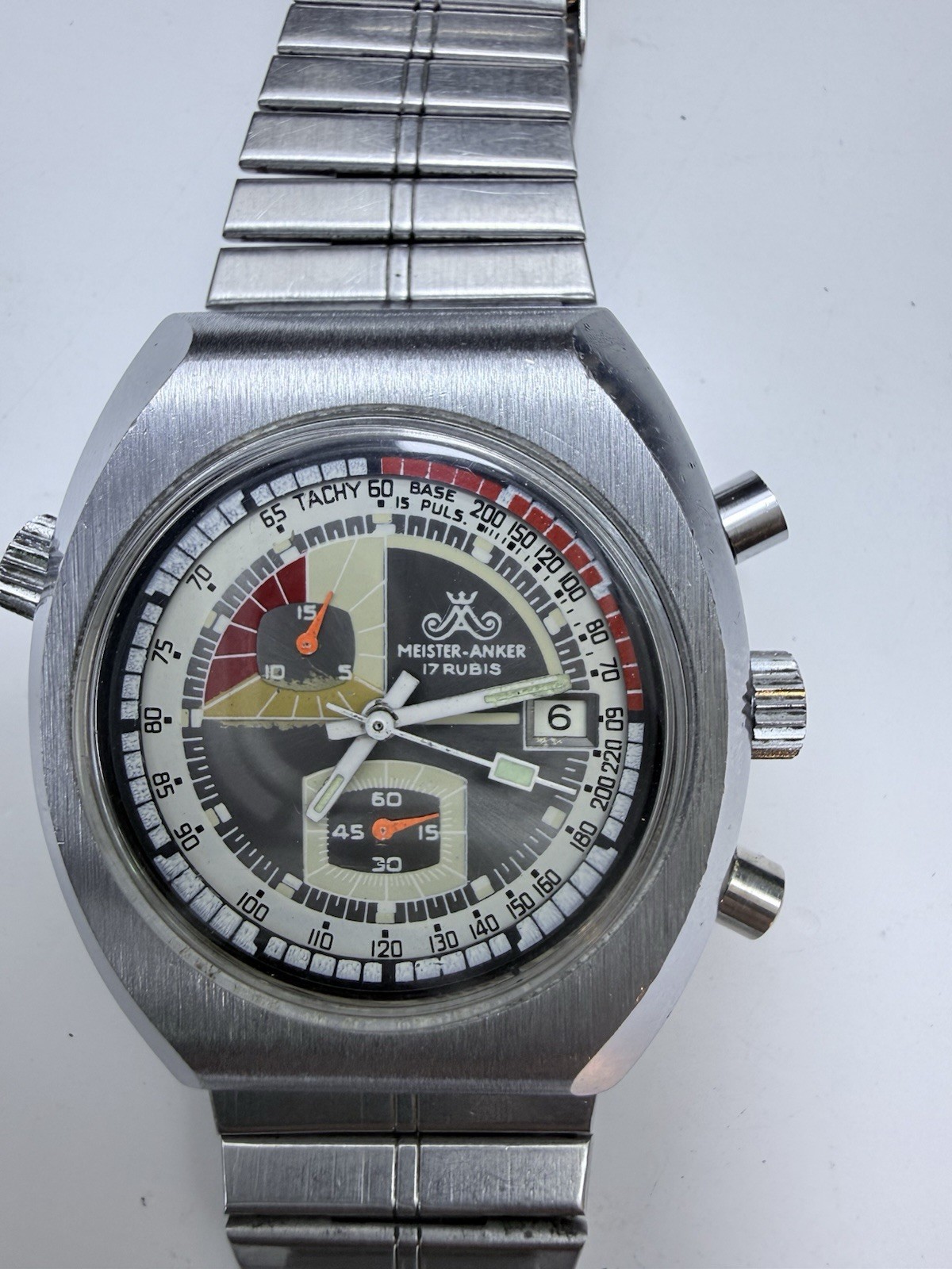 Vintage Meister Anker Chronograph Double Crown 17 Rubis Made in Germany