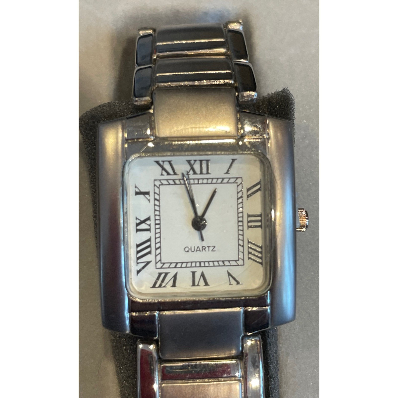 SKC Quartz Stainless Steel Rectangle Roman Numeral Women’s Dress Watch
