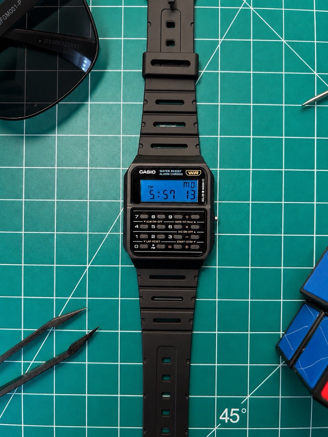 “Code Blue” Custom Casio Calculator Watch Mod CA53W-1