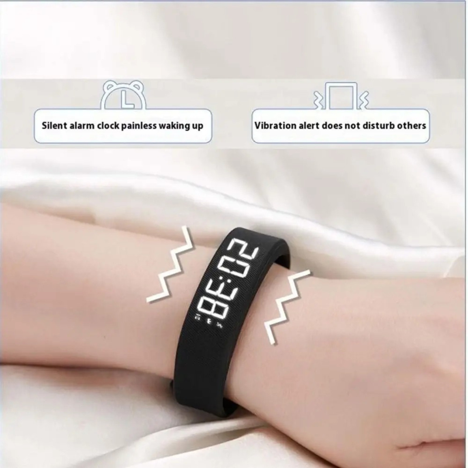 Vibrating Alarm Watch LED Digital Pedometer Waterproof Silicone Wristband Smart