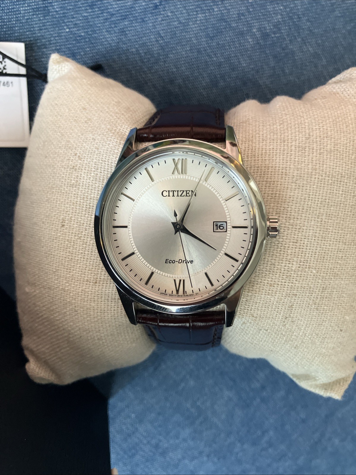 Used Citizen Classic Watch Eco Drive AW1780-25A Brown Leather Strap Stainless