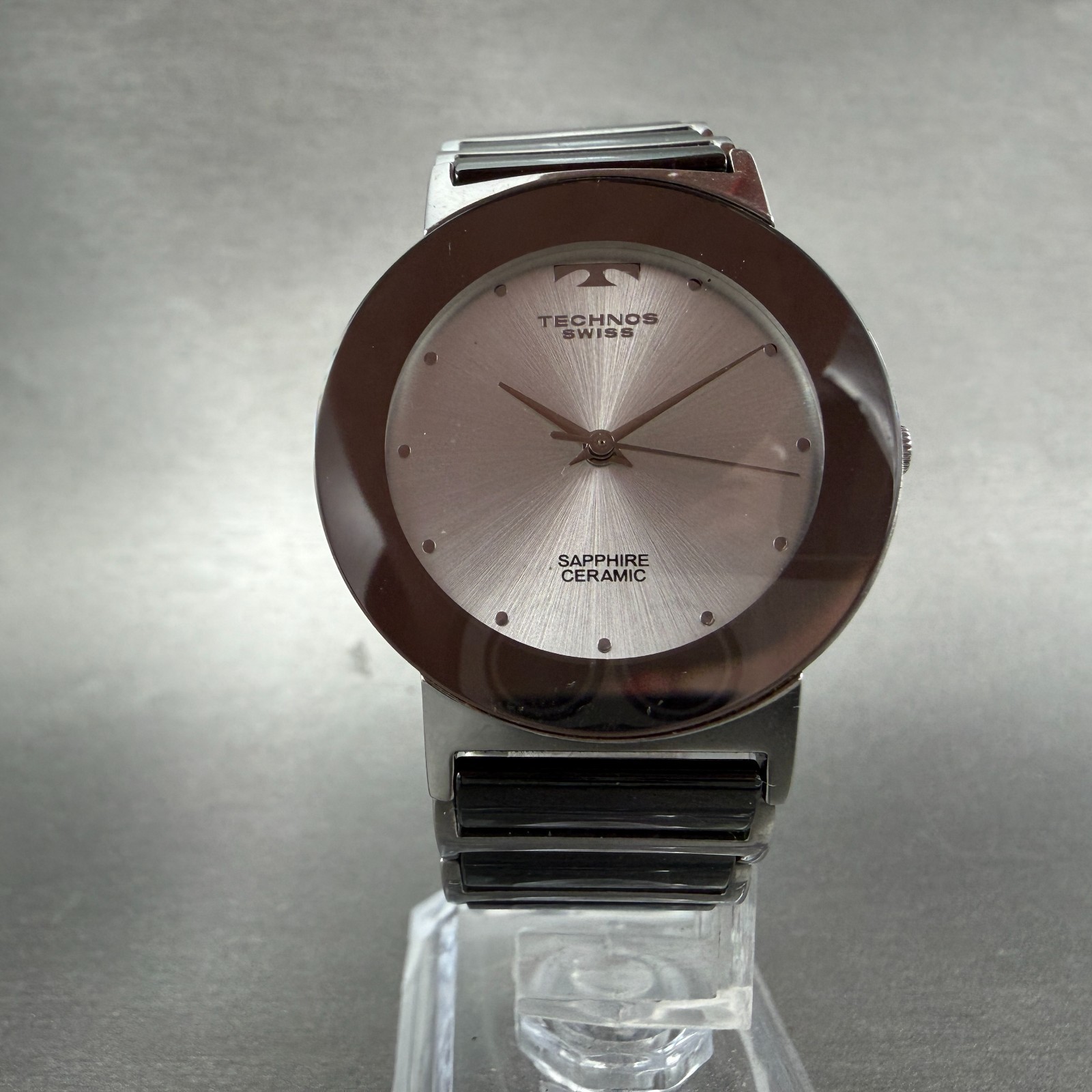 Technos Watch Men 33mm Silver Dial Silver Tone Round TBM674 New Battery