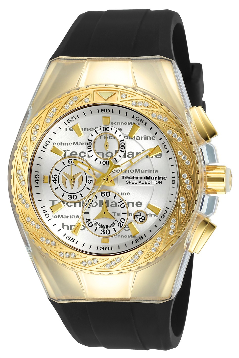 TechnoMarine TM-117002 Cruise Glitz Special Edition Gold 45mm Gold & Black Strap
