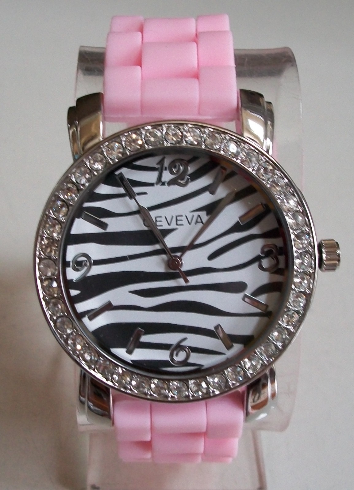 Fashion Zebra Print Blue, Pink, Black, White,Green Silicone Women’s Casual Watch