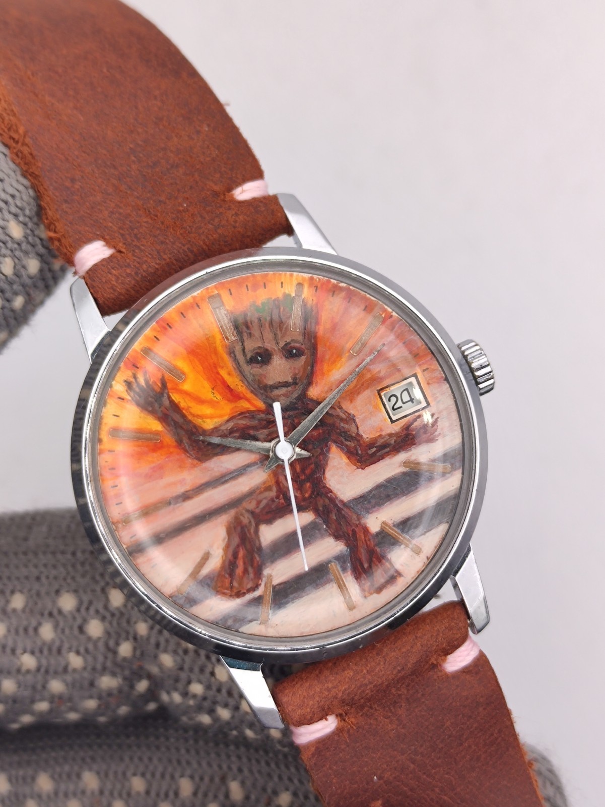 Piece Unique Watch Groot Artwork Poljot 2614.2H Hand painted Handmade Man