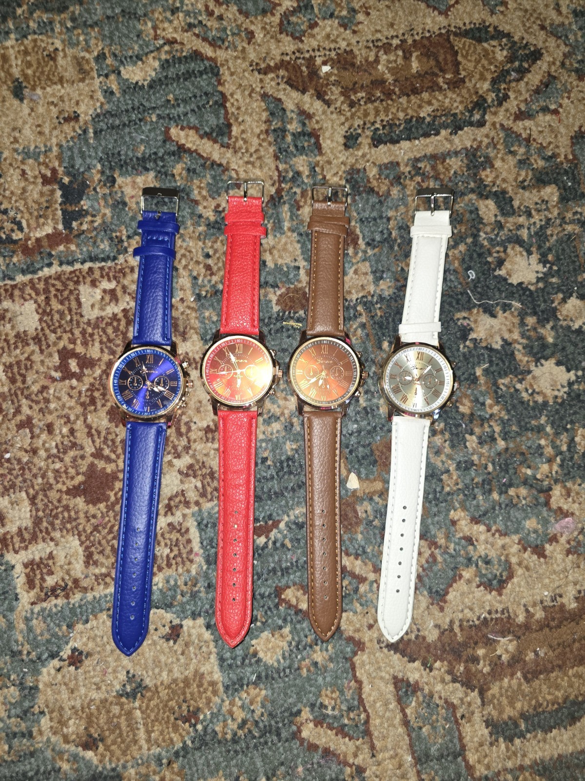 Geneva Platinum Leather Color Watches. Individually Sold Each Watch $13.00 Each