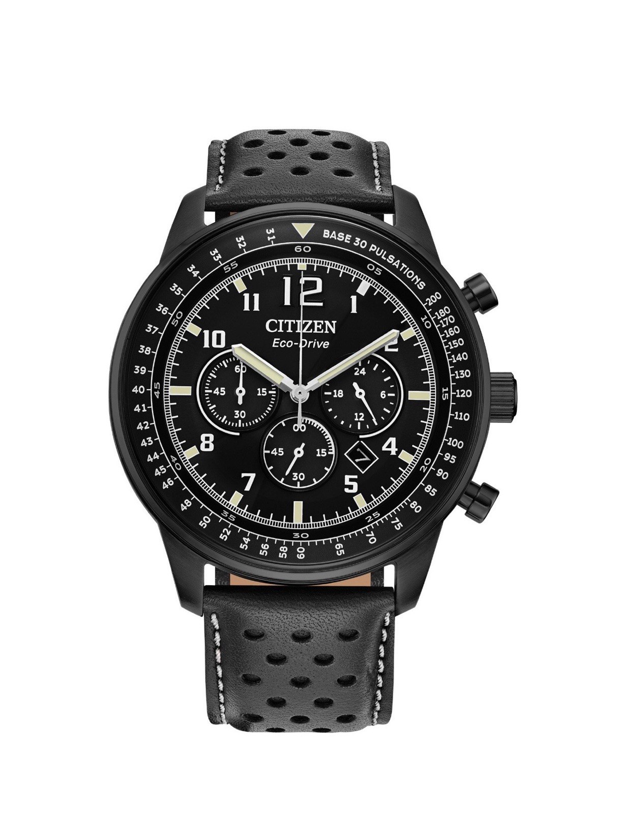 Citizen Eco-Drive Sport Casual Black Gray Mens 44mm Chronograph Watch CA4505-04E
