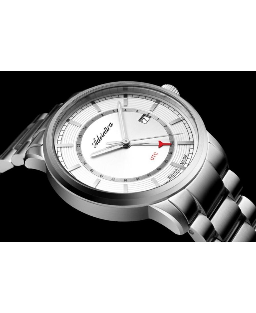 ADRIATICA Men Quartz Casual Watch Classic Dress Silver Dial Waterproof Swiss
