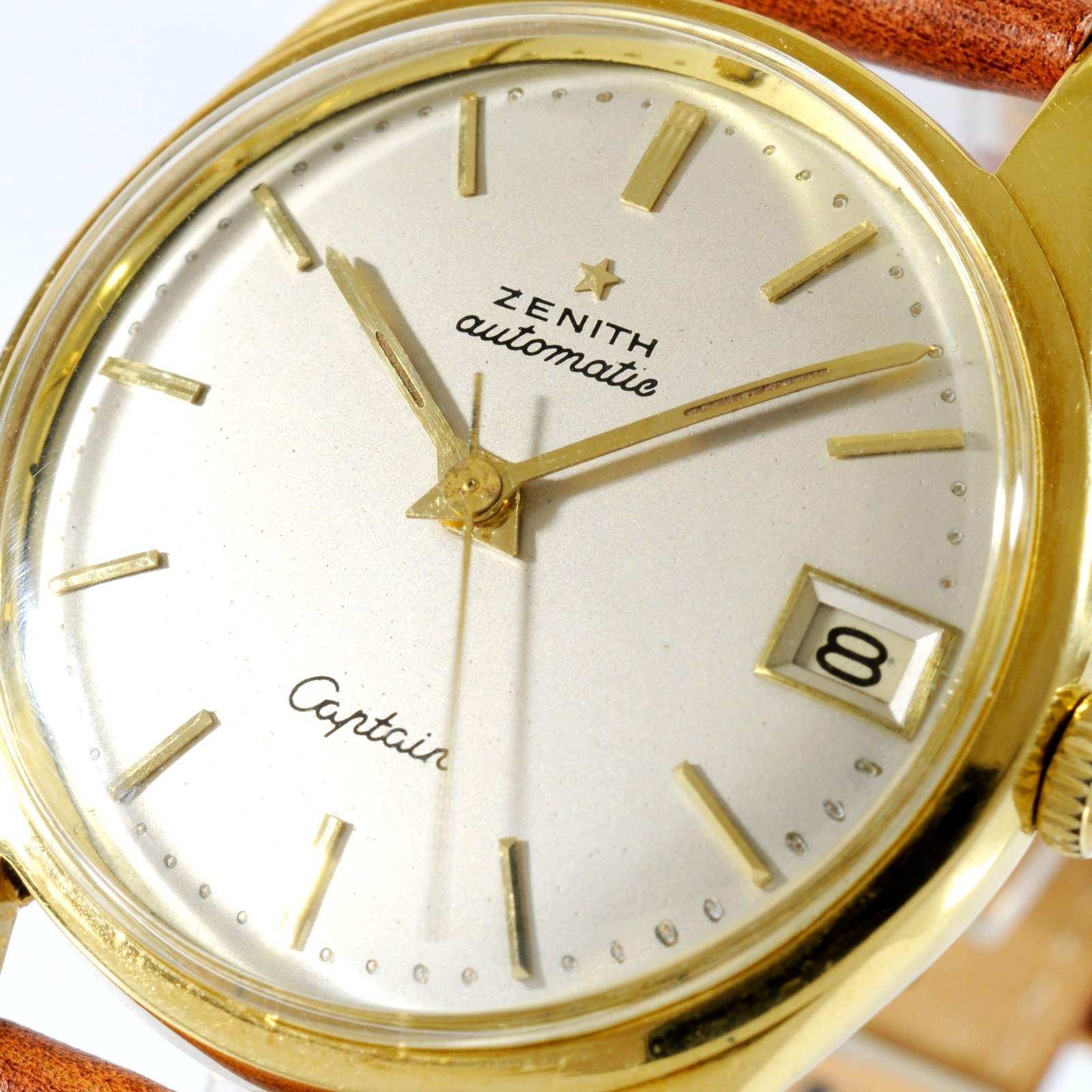 NO TARIFFS ZENITH CAPTAIN 18K SOLID YELLOW GOLD BUMPER AUTOMATIC DATE VINTAGE