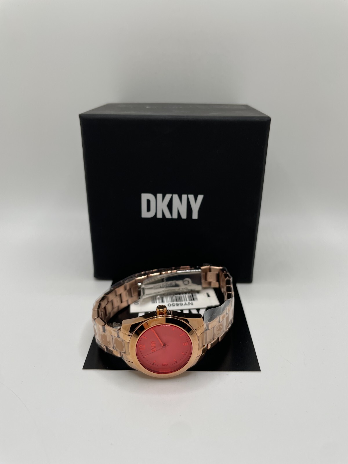 DKNY Nolita NY6650 Womens Pink Dial Rose Gold Band Analog Display Wristwatch