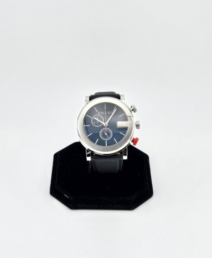 Gucci G-Chrono Men’s Black Dial Black Leather Strap Watch – YA101361