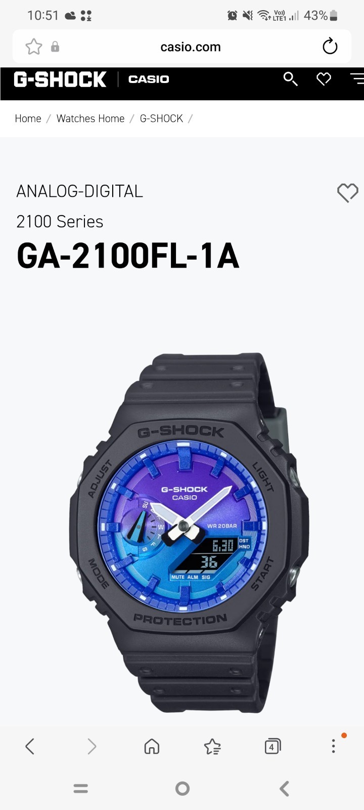 Casio G Shock Ga 2100 Fl