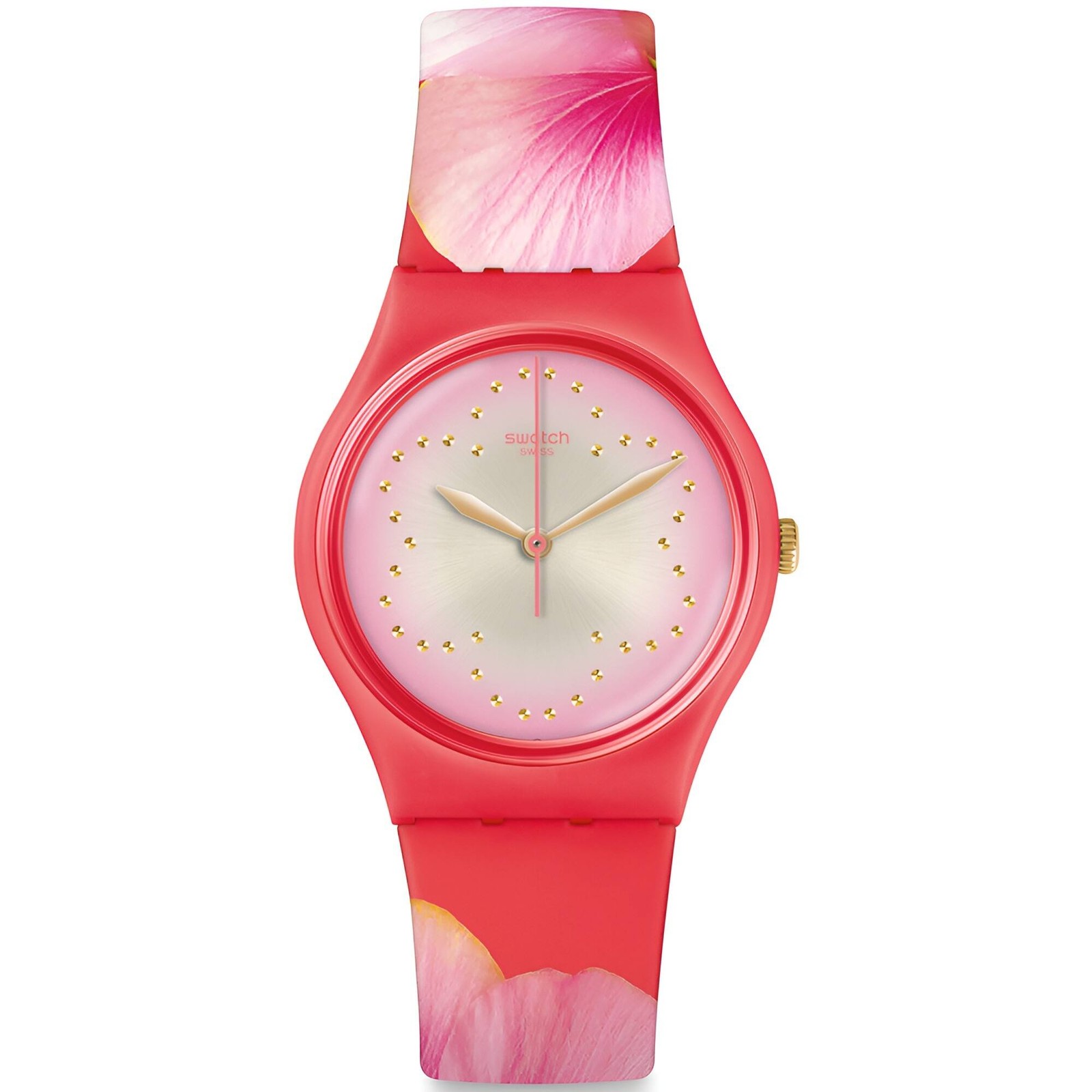 Swatch Women’s Watch Fiore Di Maggio Quartz Pink Silicone Strap GZ321