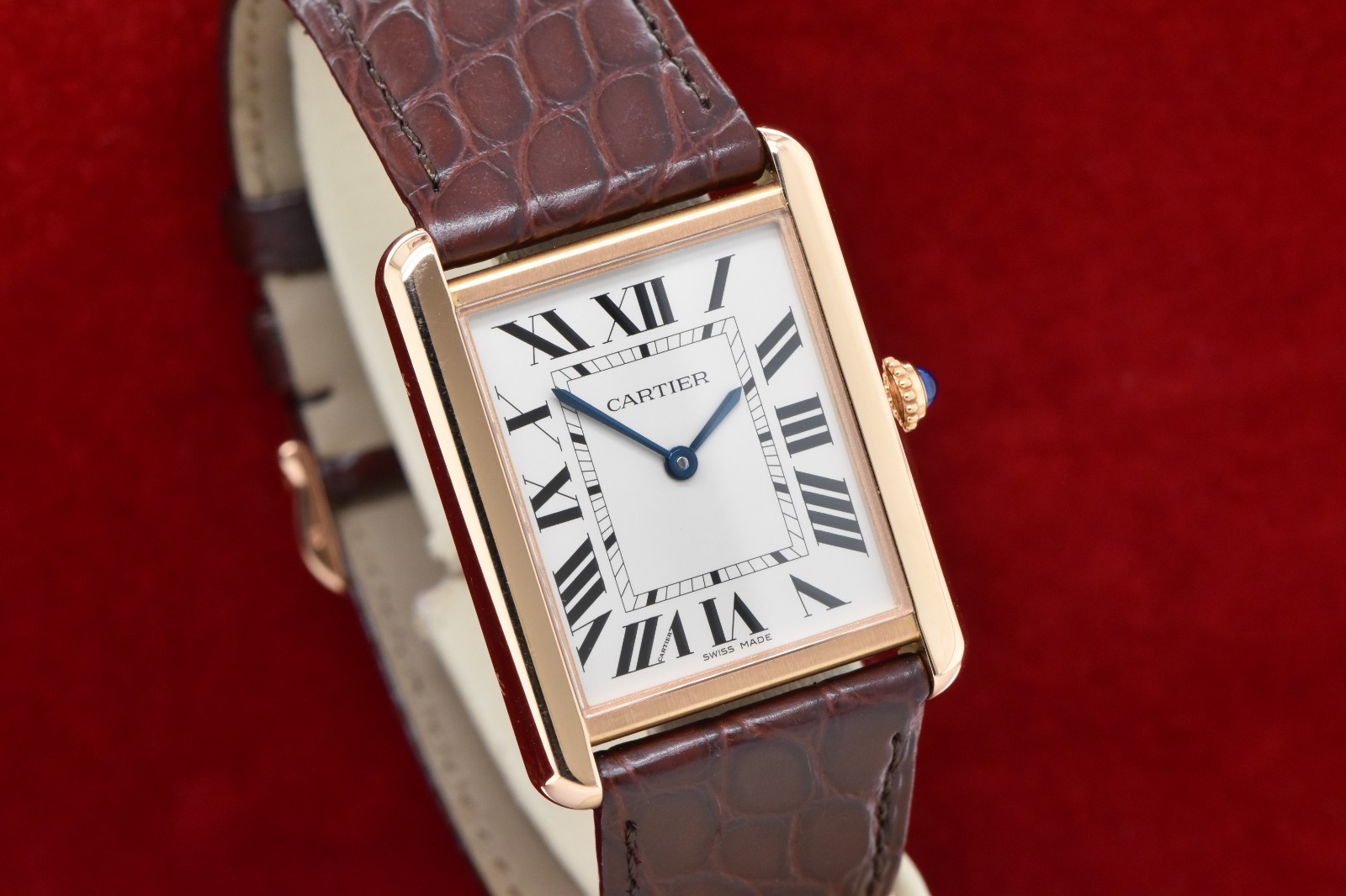 2016 Cartier Tank Solo Large 18K Rose Gold Silver Dial W5200025 3167 with Card