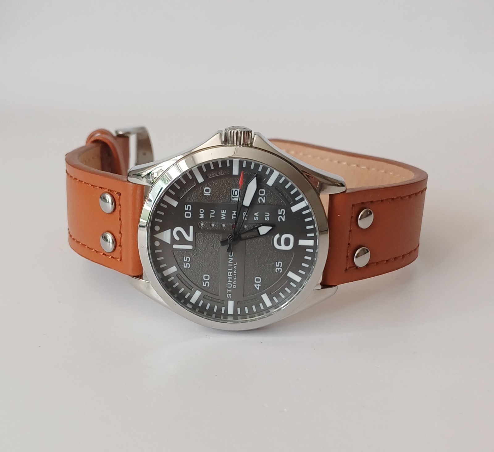 Stührling Aviator Aeronaut 3916 Stainless Steel Quartz Watch, 43mm