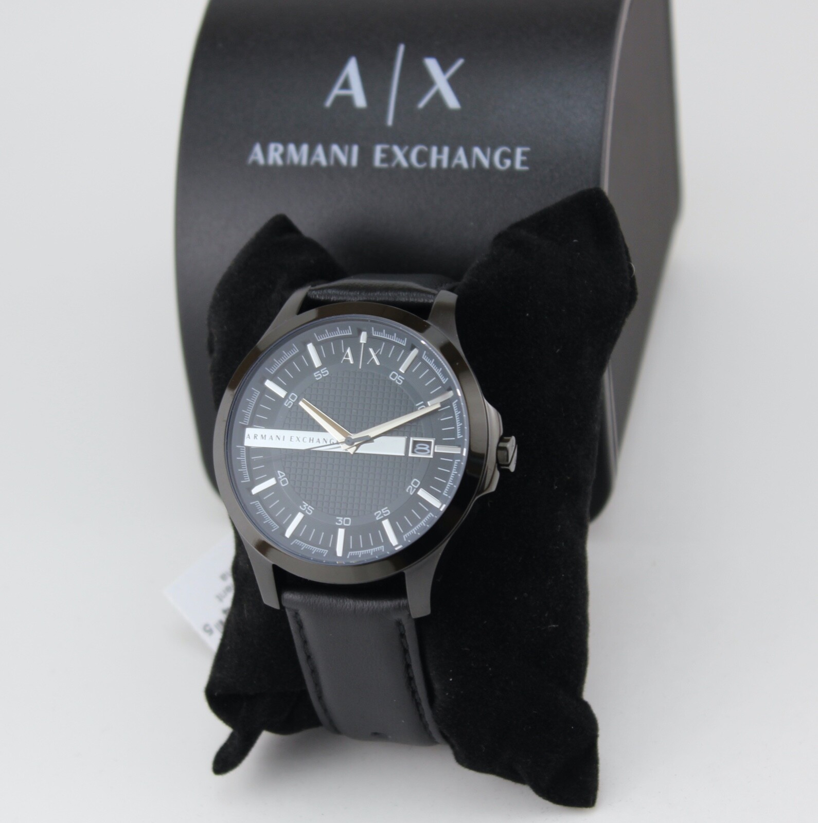 NEW AUTHENTIC ARMANI EXCHANGE HAMPTON BLACK LEATHER MEN’S AX2411 WATCH