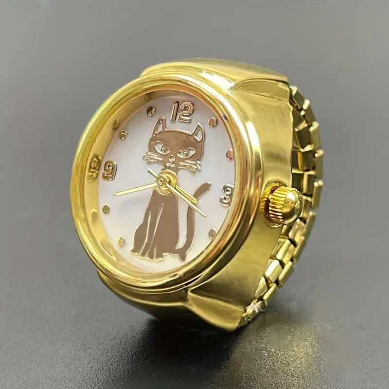 1PC niche handsome kitten circular pointer quartz ring watch hot selling