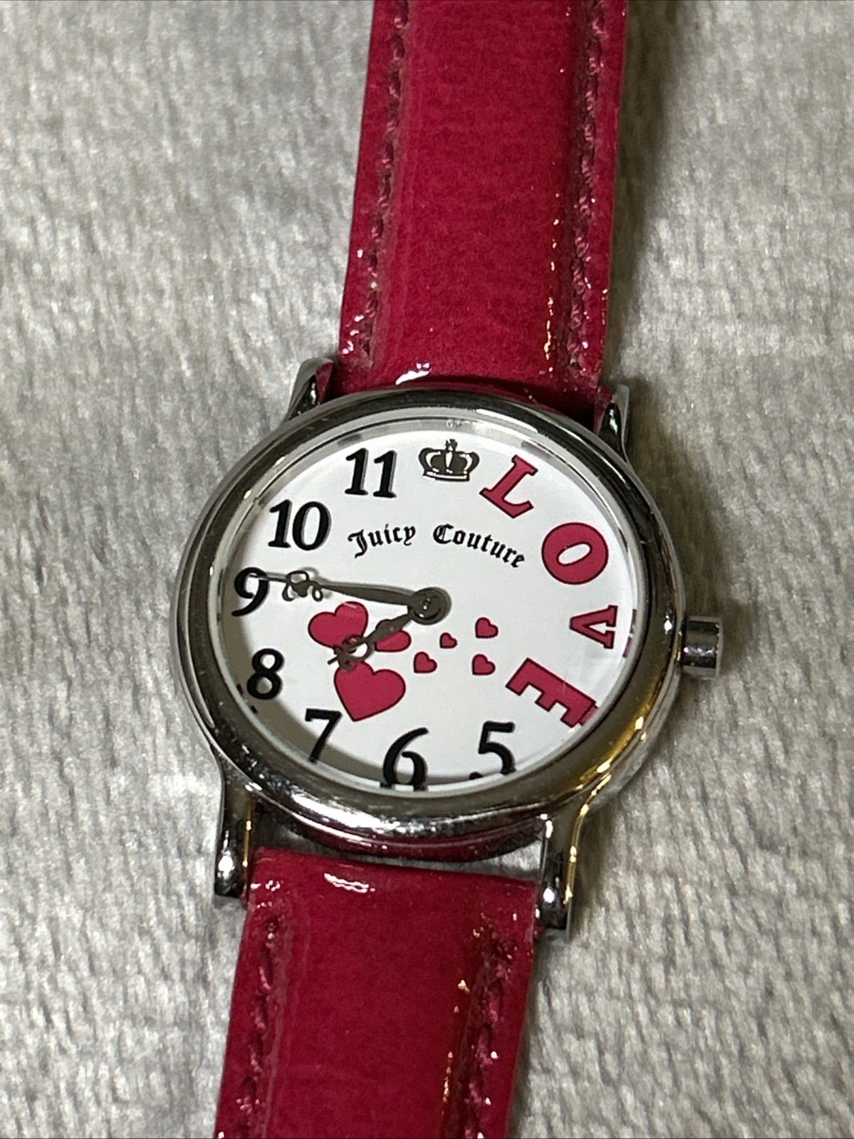 Juicy Couture Ladies Watch “Love” hot Pink Leather Strap With Little Pink Bag