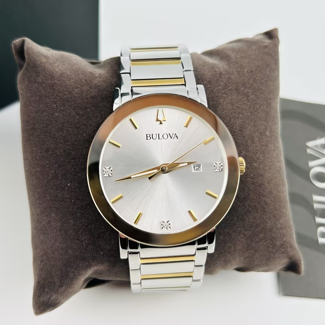 Bulova Futuro Modern 98D151 Two-Tone Diamond Silver Dial Men’s Quartz Watch 42mm